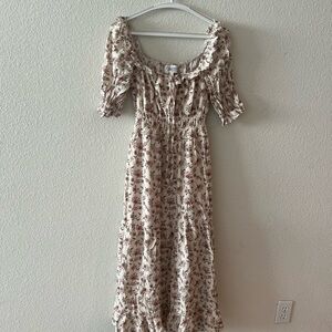 Trixxi Cream and Brown Floral Maxi Dress